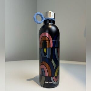 Starbucks 20 Oz Water Bottle Navy Blue Line Art Hook Stainless Steel Rainbow